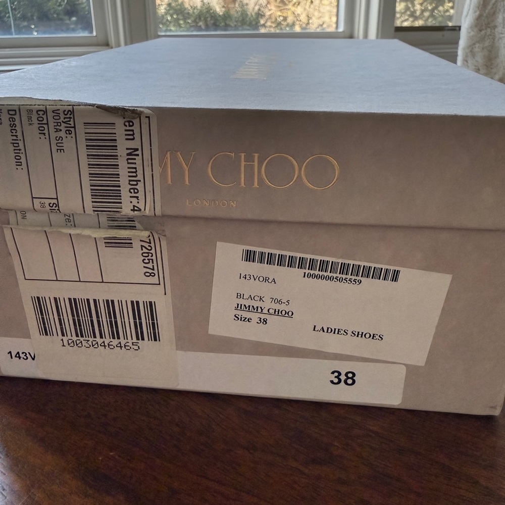 SOLD Jimmy Choo Vora Suede And Mesh Black Strappy Sandals Size 38 New In Box - Picture 8 of 8